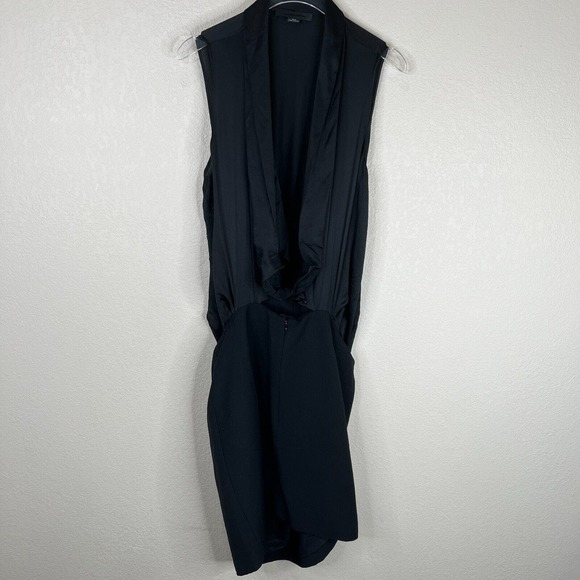 Alexander Wang Mini Dress Black Size 0 Sleeveless Drape Collared Party Night Out - Picture 1 of 11
